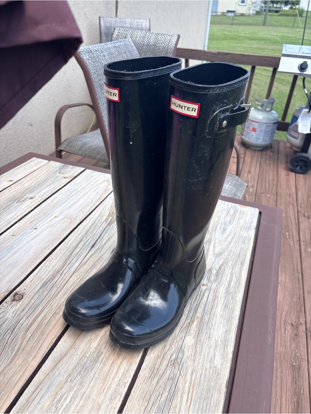Hunter Original Tall Gloss Rain Boots Womens 8 Black